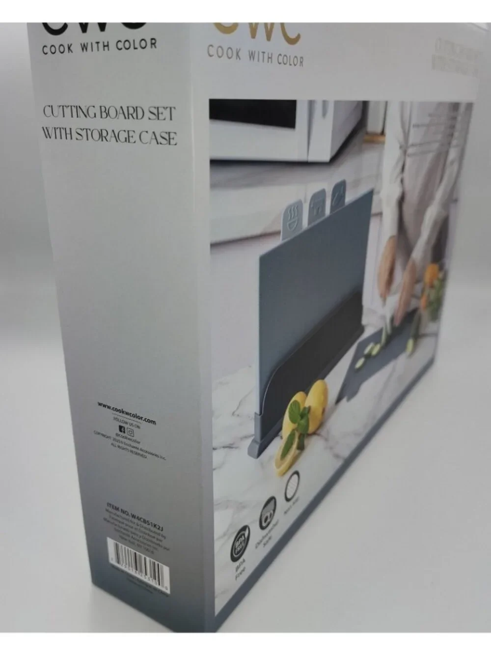 Cutting Board Set With Storage Case Cook With Color 4 Color Coded Boards Kitchen